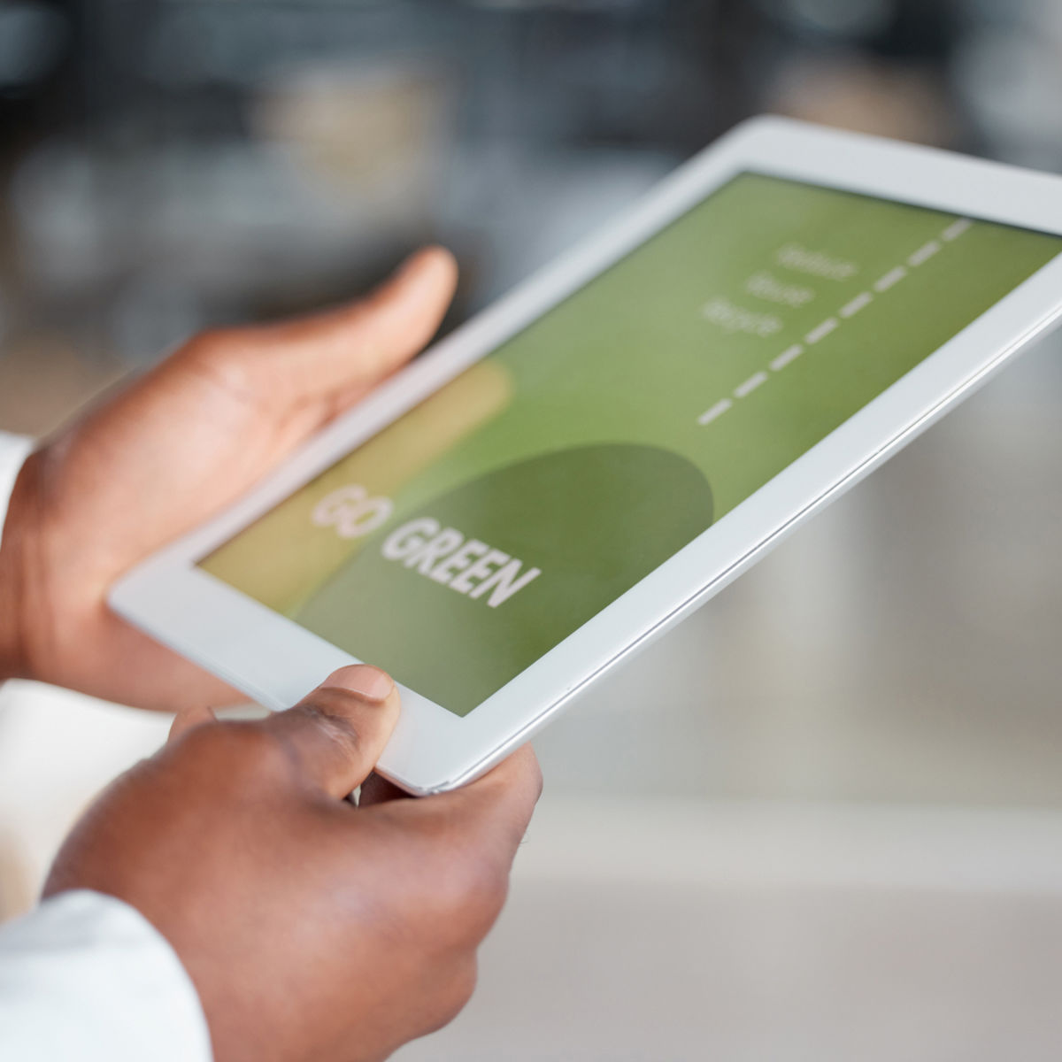 Hands tablet screen and go green for sustainabili 2023 04 11 23 58 45 utc